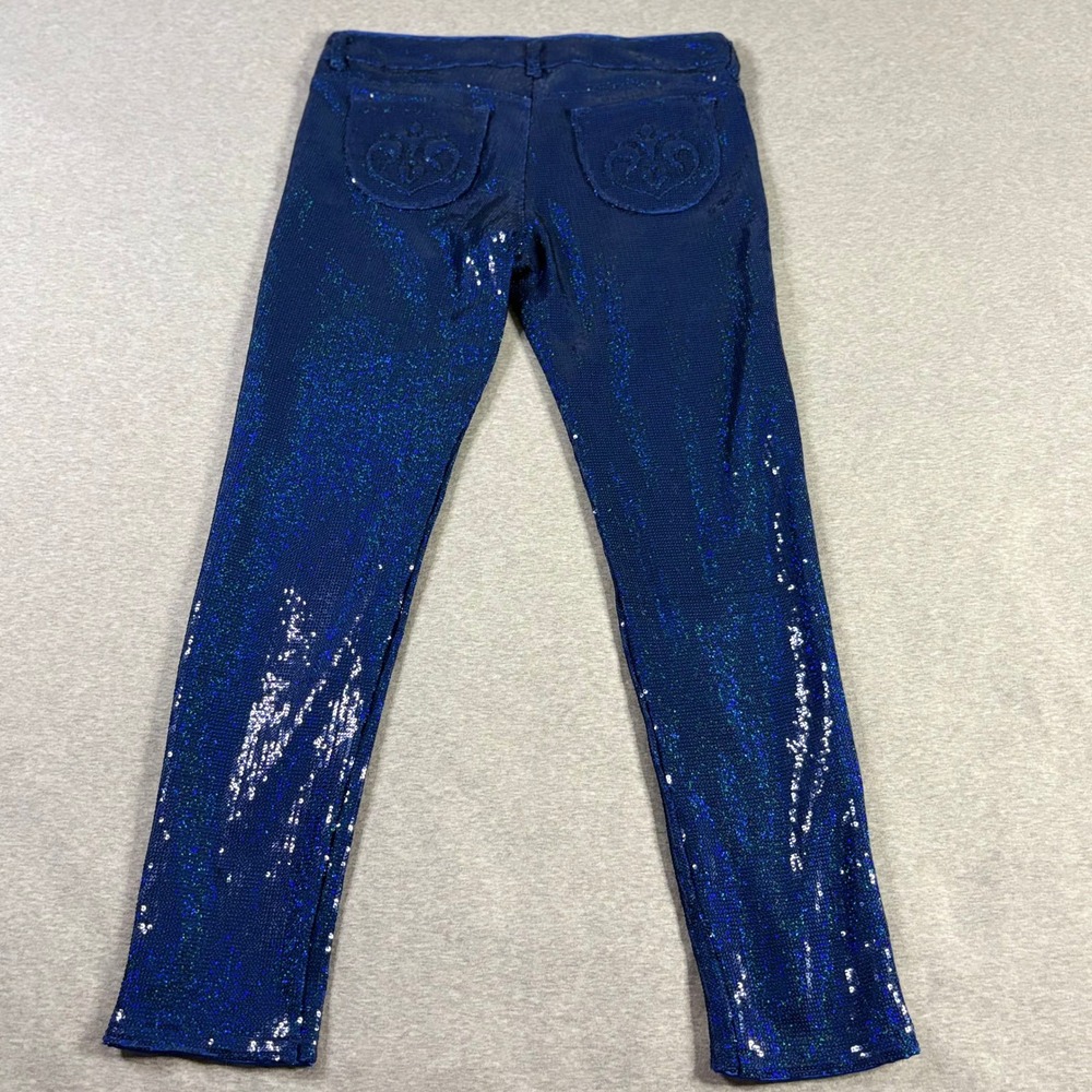 Siwy Hannah Marine Blue Sequin Skinny Pants Lined Glam Party Disco Size 29 - Picture 4 of 12